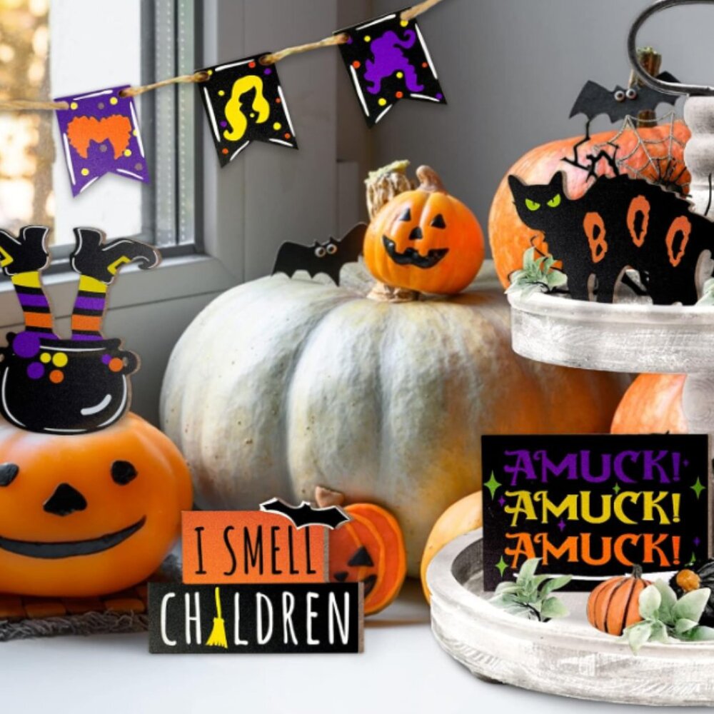 12 Piece Halloween Wooden Rustic Farmhouse Decor